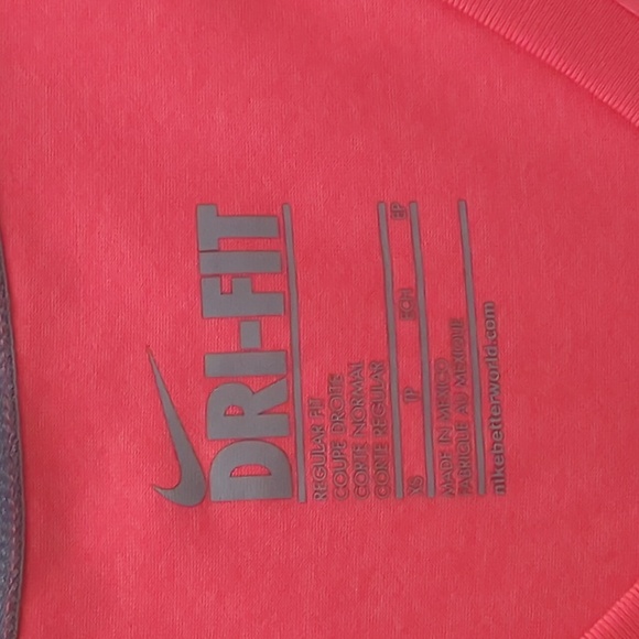 Nike | Women's Neon Pink Dri-FIT Short Sleeve V-neck Tee Shirt - Picture 3 of 3